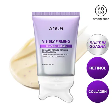 [Anua] 2-in-1 Collagen Retinol Refining Guasha Lifting Cream, 5-Minute Instant De-Puffing & Lifting Face Massager, Jawline Definer, Peptide & Retinol for Wrinkle Care,Plumping Elasticity for Sagging Skin, Premium At-Home Spa Ritual