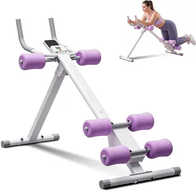 Umay Ab Trainer with LCD Monitor, 440lbs Weight Capacity, Foldable for Easy Storage, Ergonomic Supportive Design, Tones Waist Abs Arms Legs Hips