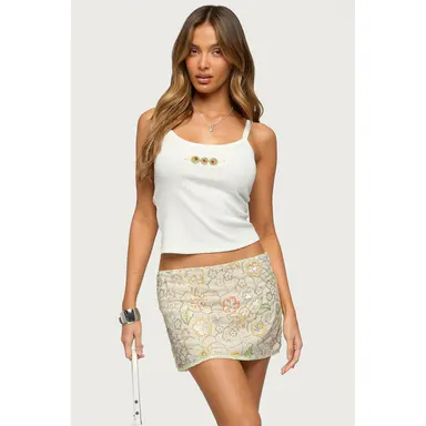 Martini Girl Bead Ribbed Tank Top
