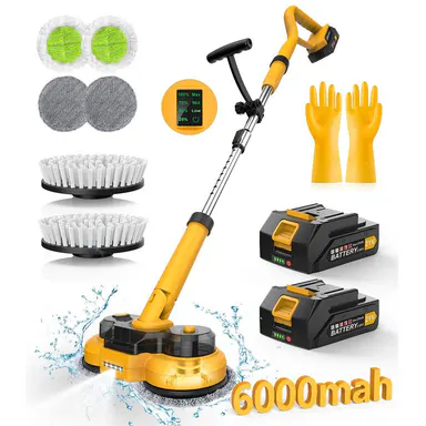 Qimedo 800RPM Cordless Electric Mop, 6000mAh Battery Electric Power Scrubber & Mops for Floor Cleaning, Best Automatic Spin Mops with Smart Display,Rotating Mop with LED Light & Water Spray