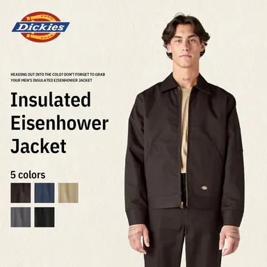 Dickies TJ15 Insulated Eisenhower Jacket, Full Zip Work Jacket, Full Zip Work Jacket, Men's Workwear, Lightweight Warmth, Wrinkle-Resistant, Stain-Resistant, Easy-Care Finish, Hidden Interior Pocket, Pairs With 874 Pants