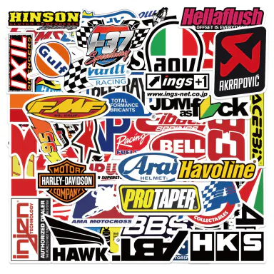 50pcs JDM Car Modification & Racing Brand Stickers Pack, Waterproof Motorcycle & Auto Logo Decals, Automotive Decals for Helmet, Laptop, Car Window & Tool Box, Tuner Gift, Decal For Cars