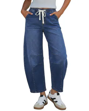 GRAPENT Barrel Jeans for Women High Waisted Cropped Wide Leg Stretch Denim Pants, Relaxed Fit Jeans for Summer to Early Fall Outfits, Cropped Flare Jeans,summerwins,summeroutfits,vacationoutfits,beachoutfits,back to school shopping