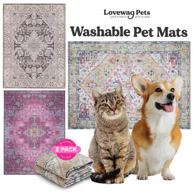 Lovewag Washable Dog Pads pack of 2, Eco-Friendly and Leak-Proof Design, Multi Design Option: Caramel Creme, Willow Weave, Honey Harvest, Grey Drift , 16\" x 24\" & 36\" x 48\"& 24.5\" x 24.5\"