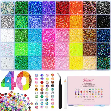 40000Pcs DIY Jelly Rhinestones synthetic beads With Kit for Bedazzling 3mm Multicolor synthetic beads Resin Flatback beads for Art Bedazzler Kit for Crafting Book Shoes Nail Art