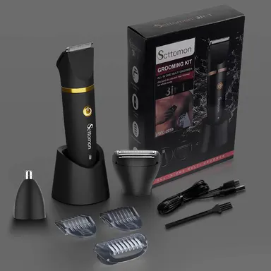 Scttomon 3-in-1 Electric Body Trimmer - Cordless Waterproof Groin Groomer, Nose & Body Hair Trimmer, Stainless Steel Foil Blade, Ergonomic Safe Below-the-Waist Shaver, 60min Battery, Travel Lock - Gift