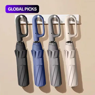 Automatic Folding Umbrella, 1 Count/60pcs Portable Rain Umbrella with Loop Buckle, Windproof & Waterproof Umbrella for Men & Women