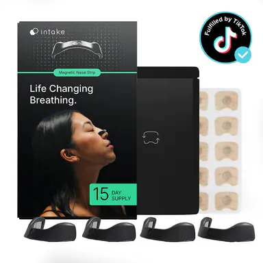 Intake Breathing Magnetic Nasal Strip Starter Kit and 15 Day Supply Extra Strength