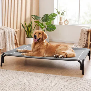 【tiktokshopbacktoschool】 Cozila Elevated Dog Bed for Large Dogs Up to 120lb, Cooling Pet Cot with Breathable Teslin Mesh & Tear-Resistant Waterproof Durable Frame, Easy-to-Clean Raised Pet Mats for Indoor & Outdoor Use