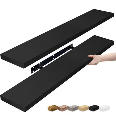 Sorbus Matte Long Floating Shelves (2 Pack) - Home Accessory, Aesthetic Home Decor, Unique Room Decor, Vanity Shelves, Bedroom Furniture for Books, Media, Floating Shelves Bedroom Furniture
