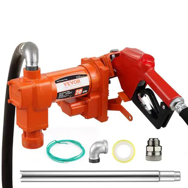 【Summerfinds】VEVOR Fuel Transfer Pump 12V DC 20 GPM 1/4 HPGasoline Extractor Pump with Automatic NozzleDischarge Hose & Suction Pipe for GasolineDieselKeroseneEthanol & Methanol Blendsand Biodiesel, Portable Liquid Pump