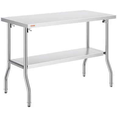 【Summerfinds】VEVOR Folding Commercial Stainless Steel Prep Table - 48x24 In Drop Down Rectangular Kitchen Table Workstation with Undershelf300 lbs Load Capacity for Home KitchenRestaurantDrop Down Table