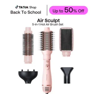 Wavytalk Air Sculpt 5-in-1 Hot Air Brush Set, Multi-Styler for Salon Blowouts, Defined Curls, Volume Boost & Frizz-Free Straightening, Pink, Beauty Products, Hair Products
