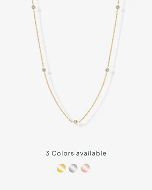 PAVOI 14K Gold Plated Station Necklace for Women - Dainty Choker Simulated Diamond Necklace - Lightweight Womens CZ Chain Necklace