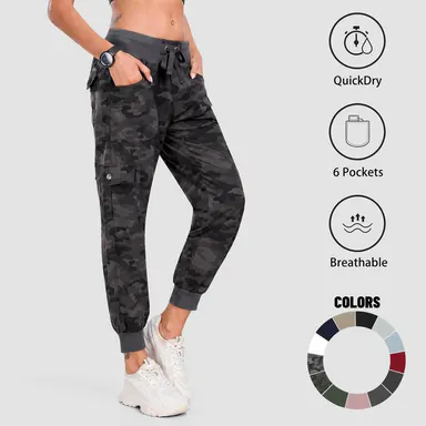 MoFiz Women's Lightweight  Hiking Cargo Pants Outdoor Quick Dry Casual Travel Sweatpants Joggers Elastic Waist Button Pockets Comfy Moms over 30 Basic four season【XS-3XL】,clothes for back to school,first day of school outfits