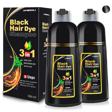 MEIDU 3-in-1 Herbal Grey Hair Dye Shampoo with Ginseng Extract - Female Adults' Haircare, No Bleach Formula, At-Home Temporary Hair Color Shampoo