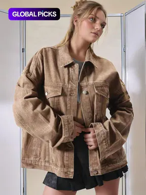 Women's Plain Basic Button-Front Drop-Shoulder Fitted Denim Jacket Coats, Casual Fashionable Outerwear Long-Sleeve Collared Pocket Outerwear for Daily Wear, Aesthetic Womenswear
