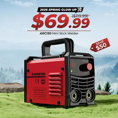 ARCCAPTAIN Arc130 Model 130Amp 110V Plug & Weld Mini Stick Welding Machine, DC IGBT Inverter MMA Welder with Digital Display, Hot Start, Arc Force, Anti-Stick, Portable Handheld Welder for Metal,