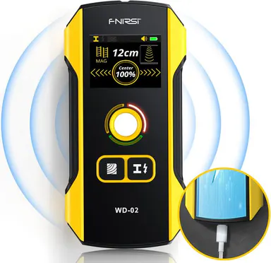 FNIRSI WD-02 and WD-01 Wall Detector Stud Finder With Handle Portable Precise Positioning TFT Display AC Live Cable Wire/Metal/Wood Stud Scanner Tool Hardware With Depth Gauge Read Audible Alerts for Wall Drilling