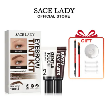 SACE LADY Semi Permanent Eyebrow Tint Kit - Vegan, Long-Lasting, Waterproof, Sweat-Proof Dye Paste Set with Ammonia-Free Formula, Hairline Pen for Adults with Sensitive Skin (SummerFinds)