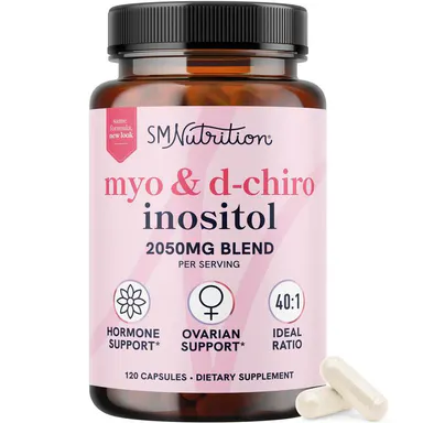 SMNutrition Myo-Inositol & D-Chiro Inositol 2000mg & 50mg for Women's Hormone Balance Ovarian Health 40:1 Ratio Vegan Gluten-Free Non-GMO - Dietary, Healthcare