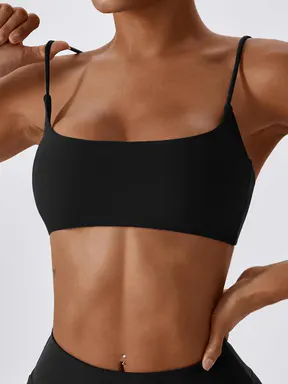 Women's Solid Wireless Sports Bra, Sporty Breathable Comfortable Bra, Ladies Sportswear for Yoga Gym, Stretch Sports Bra
