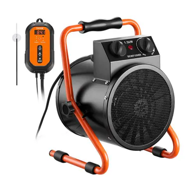 【toolupgrade】VEVOR 1500W Power Electric Greenhouse Heater, IPX4 Waterproof, Silent Operation, Digital Temp Control, ETL Certified, Fan & High Heat Modes, 25° Adjustable Angle, Overheat Protection, for Indoor Grow Tent, Home Office