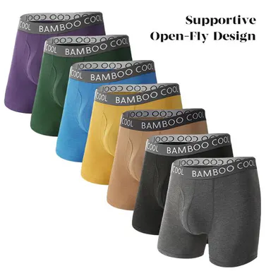 BAMBOO COOL Men's Cooling Boxer Briefs - 92% Bamboo Viscose Jersey Spandex, Ultra Soft, Breathable, Moisture Wicking, Stay-Put Waistband, No Riding Up, 3D U-Pouch, for Daily Wear, Hiking Fathersdaygift Beige