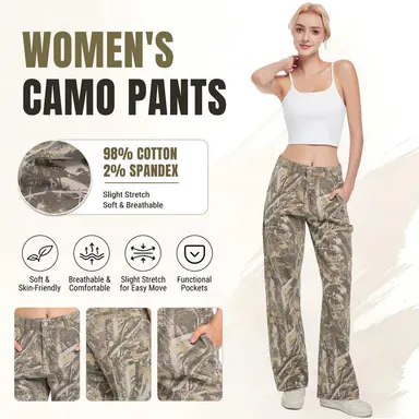 PinkyMoor Women's Retro Camouflage Cargo Pants, 98% Cotton Baggy Straight-Leg Trousers, Trending Low Rise Streetwear for a Party, Sizes S, M, L, Women's Clothes, Wide Legs, H Type