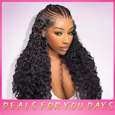 PearlWigHair Pre-Braiding Deep Wave Human Hair Wig 13x4 MAX HD Lace Front 220% Density Natural Black Wig for Natural Voluminous Style, Deep Wave Wig, Wigs Human Hair