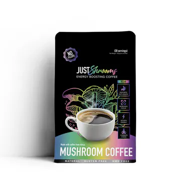 Just Move Supplements Just Shrooms Mushroom Coffee with Lion's Mane Shiitake Cordyceps King Trumpet Chaga Mushrooms Arabica Instant Coffee for Focus Gut Health Destress 1mg Caffeine 30 Servings Organic Vegan Cinnamon, Coffee With Mushrooms