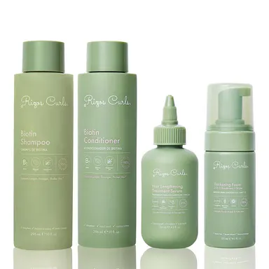 Rizos Curls Complete Lengthening & Thickening Collection - Biotin Shampoo, Conditioner, Serum, Foam - Clinically Proven for Longer Stronger Fuller Hair - Vegan Cruelty-Free