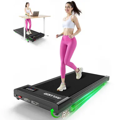 【Backtoschool】 AKLUER Under Desk Treadmill with 6% Incline, Brushless Motor, Adjustable Stepper, LED Display, Remote Control, 2.5HP, 330lbs Capacity, Home & Office Use