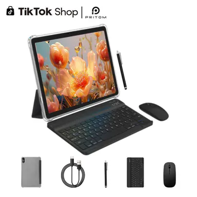 [Back To School] PRITOM New Arrivals Android Tablet 10.1\" 16G(4+12) RAM 64GB Storage Full Bundle with Keyboard Mouse Case and Stylus Perfect #DealsForYouDays,back to school,back to school haul