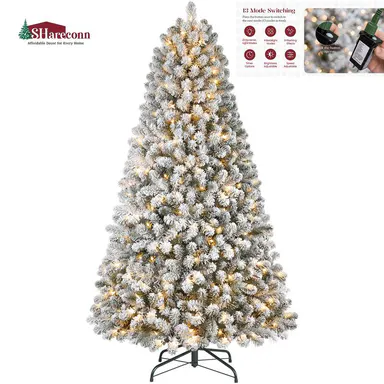 【On sale】SHareconn 4/6/7.5 FT Pre-Lit Twinkle Lights No Remote Control Foldable Hinged Branch Christmas Tree, Plug-Powered Floor-Mount Irregular Holiday Decor, PVC Tips
