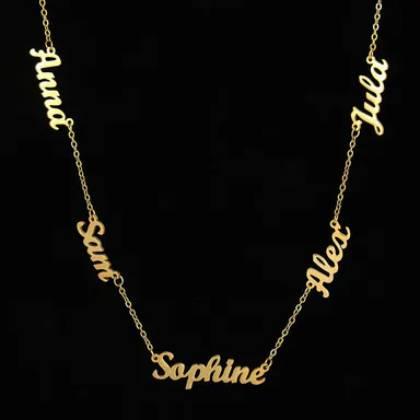 AS025 Mom Jewelry with Kids Names Multiple Names Custom Cut Necklace Personalized Gift Stainless Steel Letter Necklace For Mother's Day Anniversary Valentine's Day