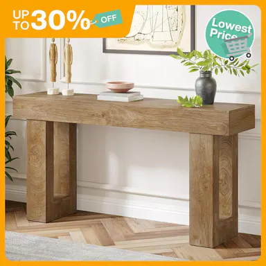 Tribesigns 63-Inch Long Console Table, Wooden Rectangular Sofa Table Behind The Couch, Farmhouse Entryway Table for Entrance, Hallway, Living Room Modern(2.0 with Drawer)