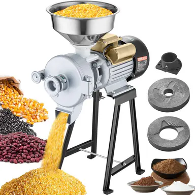 【Summerfinds】VEVOR Electric Grain Mill Grinder 3000W Spice GrindersCommercial Corn Mill with FunnelThickness Adjustable Powder MachineHeavy Duty Feed Flour Cereal Mill Wheat GrindersDry & Wet Grinder,home essentials