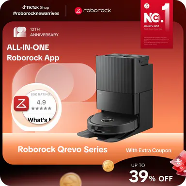Roborock Qrevo Series Vacuum Cleaner Mop - Rechargeable Wireless Vacuum, 10000Pa Strong Suction, 35s Auto Washing, Self-Emptying & Refilling, Self-Drying, 10mm Lifting, App Control, Anti-Collision Smart Obstacle Avoidance for Smart Home #tiktokshopstockup