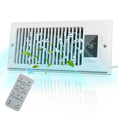 Father's Day 4\"x10\" Register Booster Fan, 10-Speed Quiet Ventilation Ventilator with Thermostat & Remote, Negative Ion Air Vent Booster, Window Fan for Enhanced Airflow & Home Comfort Heating Circulation