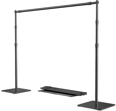 Durable Metal 8x10 ft Adjustable Photo Backdrop Stand Kit, Heavy Duty Steel Base Backdrop Stand for Photography Studio, Birthday Parties