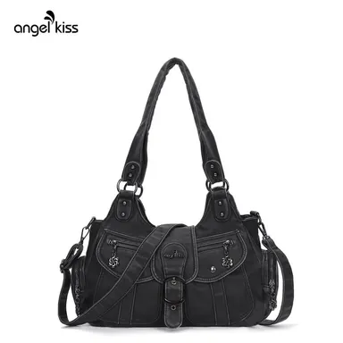 Angel Kiss Faux Leather Hobo Bag for Women - Fashionable Crossbody with Adjustable Strap, Elegant Commuter Handheld Shoulder Bag, Soft Look Zippered Satchel, Everyday Work Accessory,sohochic