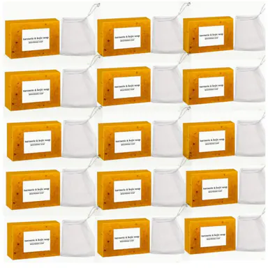 Lemon Turmeric & Kojic Acid Soap Bar, Summer Acne Face & Body Wash for Men & Women, Daily Skincare Cleanser Sets with Soap Saver Bags, Christmas Gift summerwins DealsForYouDays,back to school