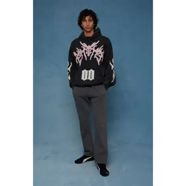 Pacsun Men's Washed Black Straight Leg Sweatpants