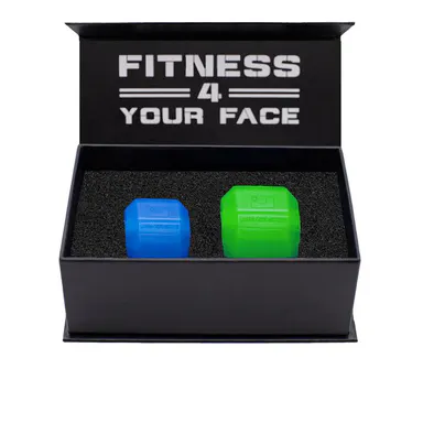 Jawzrsize Jaw Exerciser - Pop N Go Beginner Bundle Blue and Intermediate Green Jaw Trainer, Jaw Clenching Relief, Jawline Shaper and Neck Exerciser