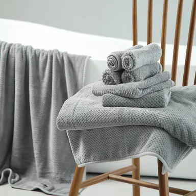 Bath Towel Set Pack of 4, 35.4\"x 71\" Microfiber Ultra Soft Highly Absorbent Bath Towel, Lightweight and Quick Drying Towels for Body, Sport, Yoga, SPA, Fitness, Grey