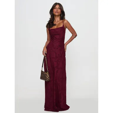 Celena Maxi Dress Burgundy Burnout