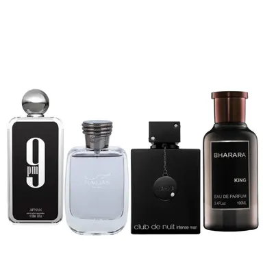 Club de nuit black + Hawas + 9pm + Brarah king - Fragrance Gift Bundle, Long Lasting Fragrance, Aromatic Amberwood
