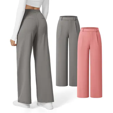 Halara 2-Piece Flex High Waisted Plicated Side Pocket Straight Leg Work Pants Set #BackToSchool