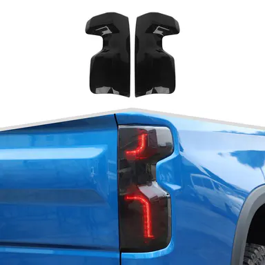 Blackened Taillight Lamp Shell Cover Trim for Chevy Chevrolet Silverado 2019+, Modern Sturdy ABS Shell Resists Daily Wear Automotive Car Accessories, UV-Resistant, Scratch-Guard Coating, Easy Installation, 1-Year Warranty, Exterior Decoration Trim
